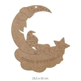 L159 Ahşap Aydede Kızım Uyuyor Kapı Süsü Boyanabilir Obje